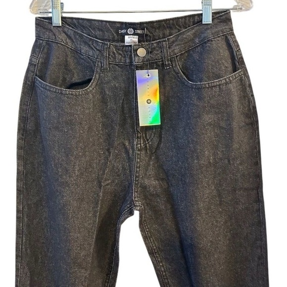 Daisy Street Women's Black Straight Jeans Size L High Rise Denim - Picture 3 of 10